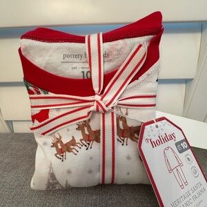 Pottery Barn Kids Red and White Reindeer Pajama Set Size 10